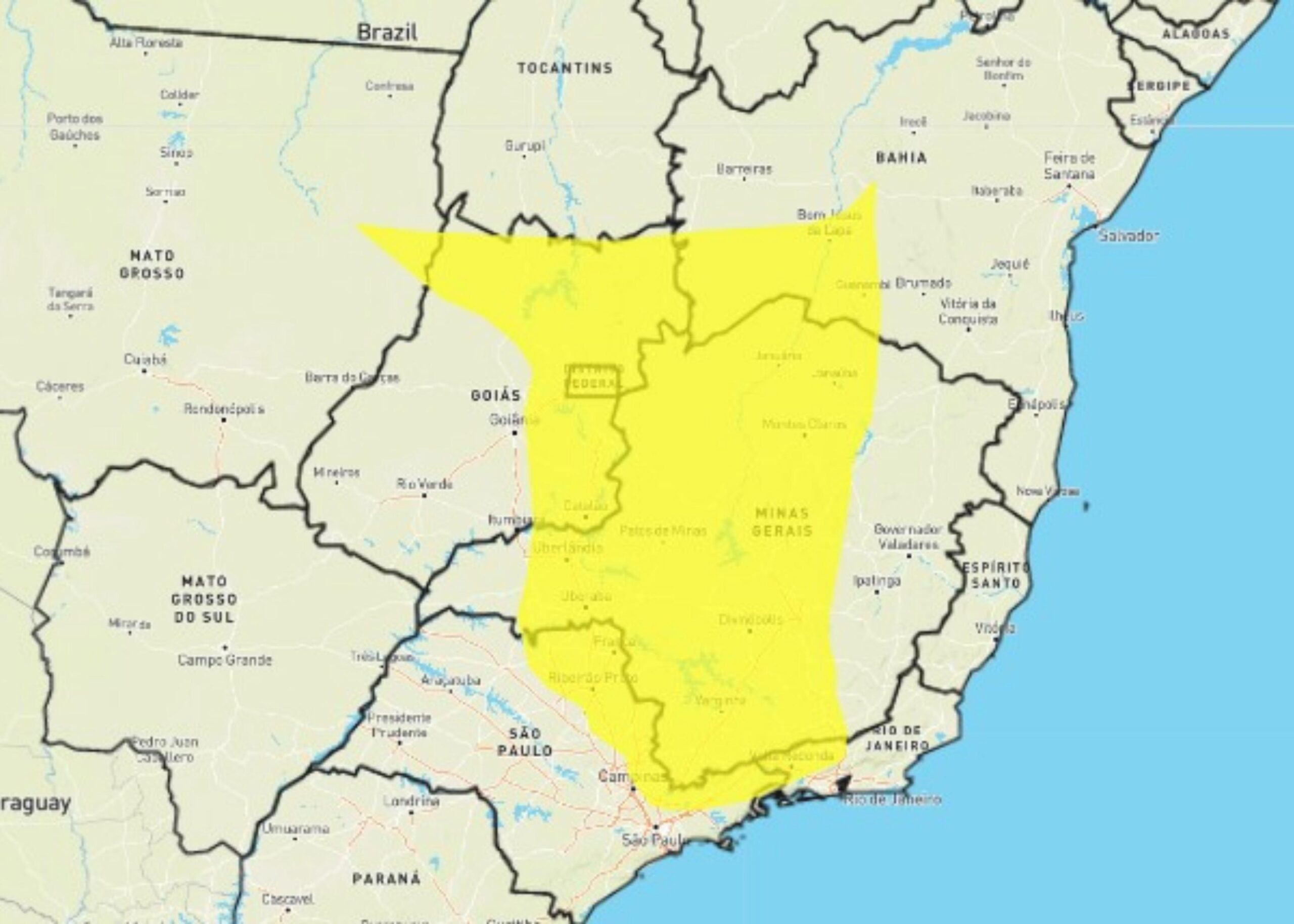 Inmet emite alerta de umidade baixa para 537 cidades em Minas Gerais