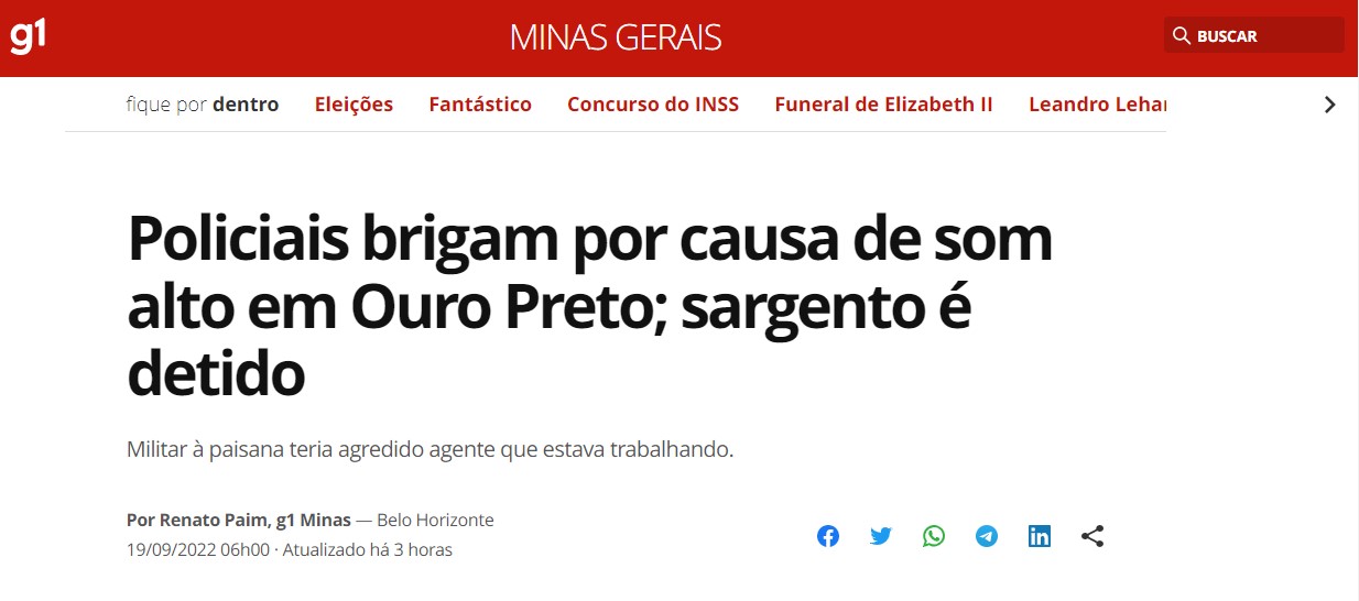 Briga entre policiais em Amarantina, distrito de Ouro Preto, vira notícia no G1