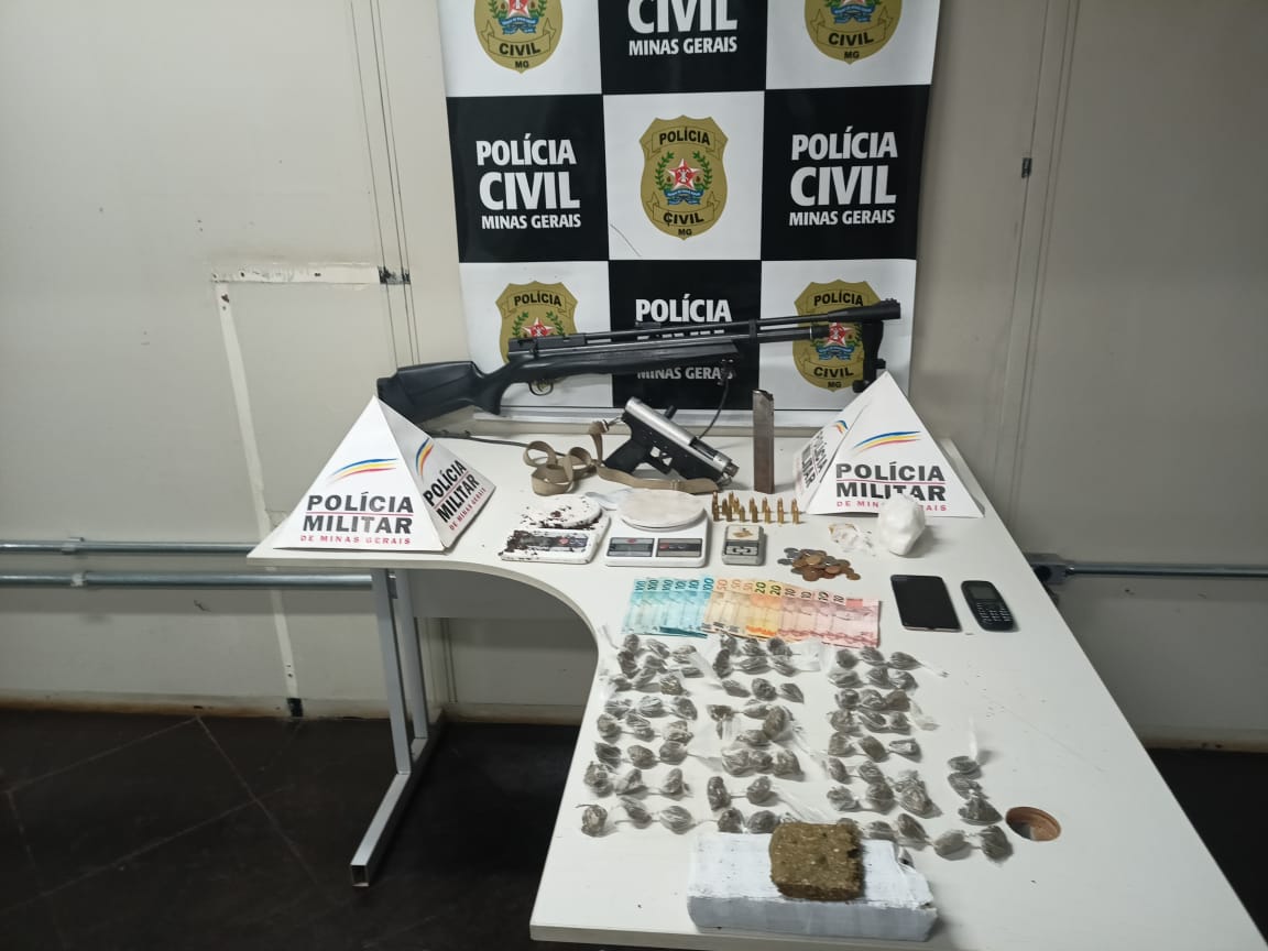 Operação das Polícias Militar e Civil resulta em apreensão de submetralhadora e prisão de traficante, em Itabirito (MG)