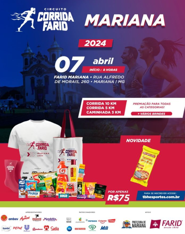 Corrida Farid acontece nesse final de semana em Mariana e promete movimentar corredores de toda a região