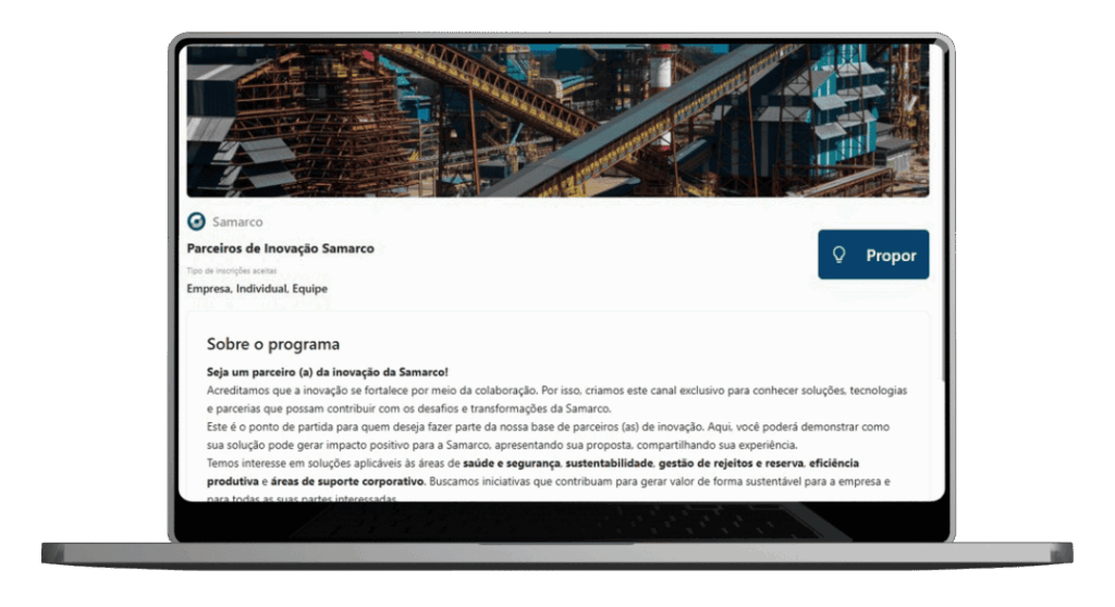 Samarco inaugura portal para centralizar propostas de inovação e facilitar parcerias estratégicas