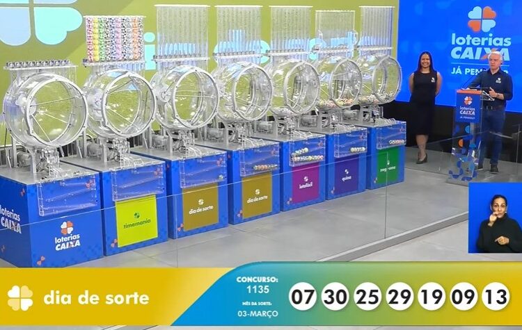 Números sorteados na Dia de Sorte 1135