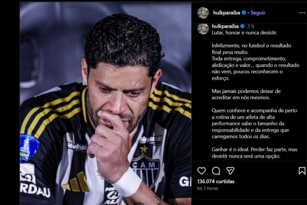 Ídolo do Atlético desabafa após vice na Sul-Americana: "Desistir nunca é uma opção"