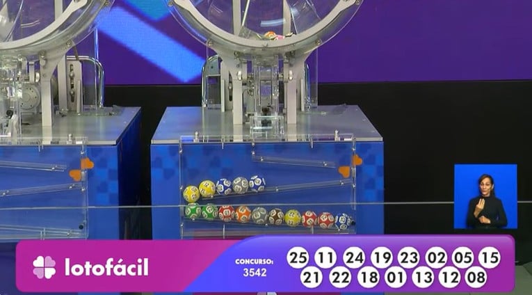 Resultado da Lotofácil 3542 de hoje, quarta-feira (19/11/25)