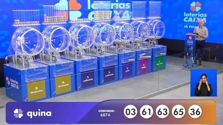 Números do sorteio da Quina 6874