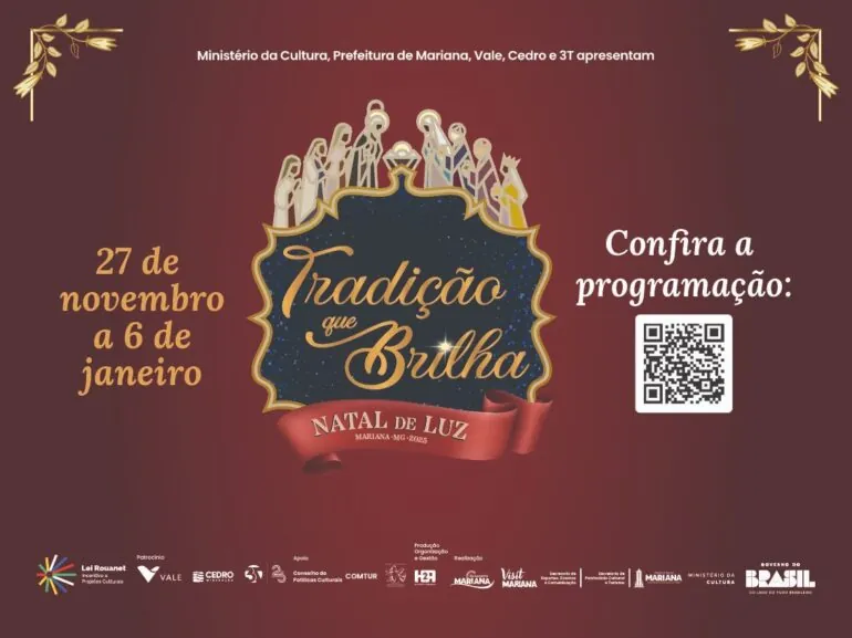 Programação do Natal de Luz de Mariana 2026