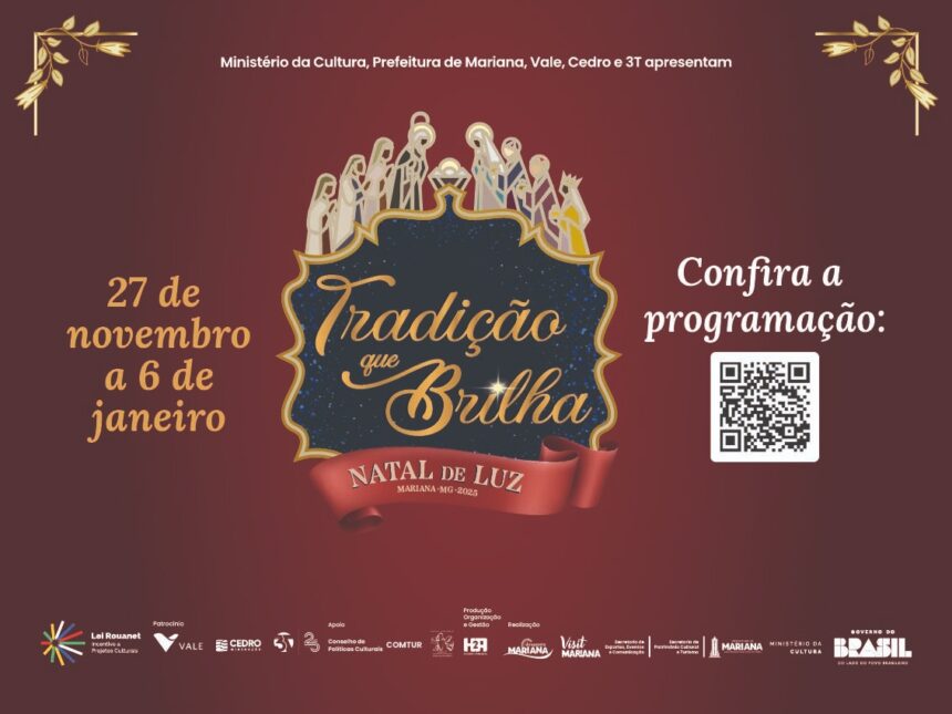 Programação do Natal de Luz de Mariana 2026