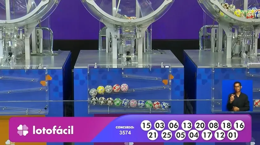 Números do sorteio da Lotofácil 3574