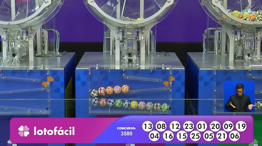 Números do sorteio da Lotofácil 3580
